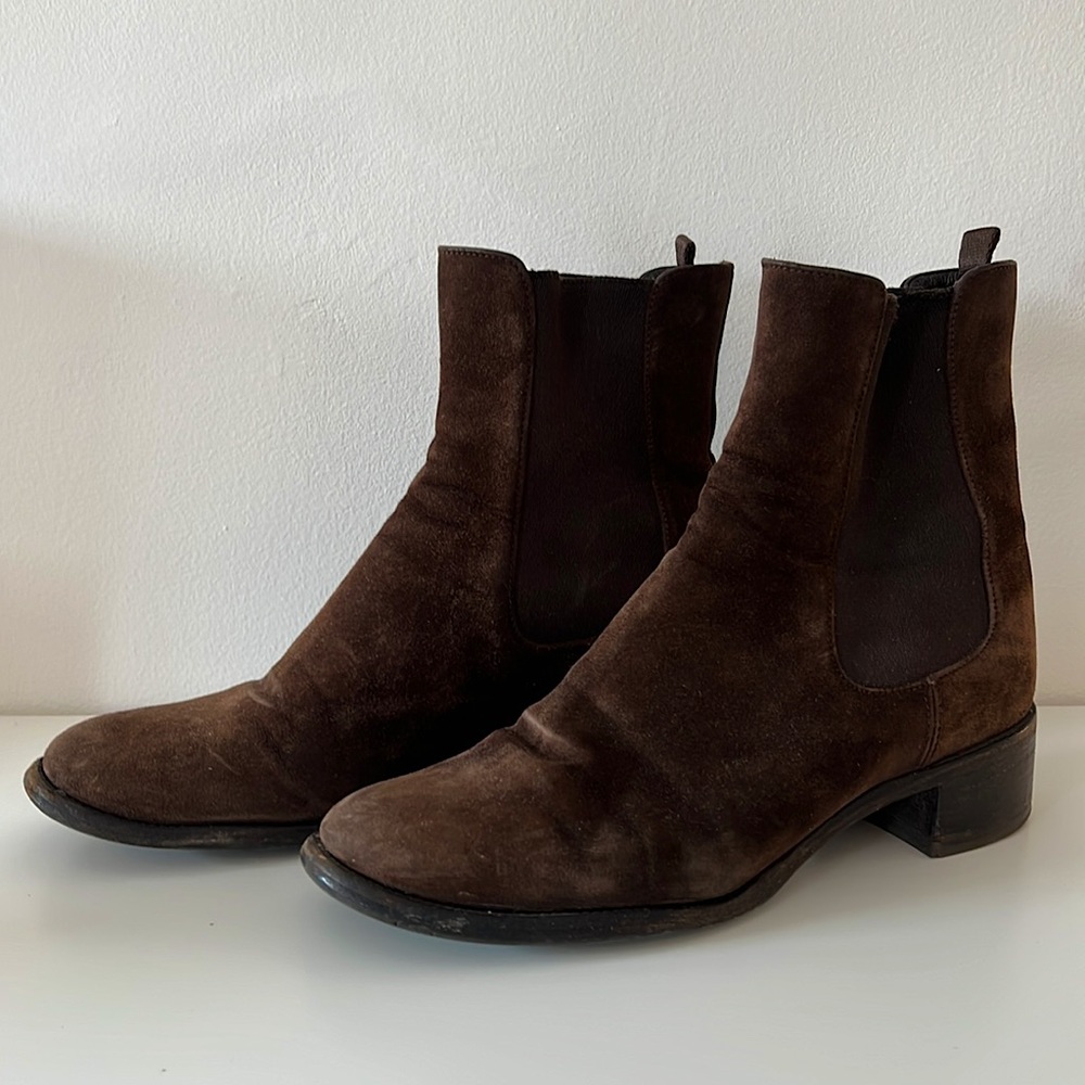 Prada suede Chelsea ankle boots, brown - size 35